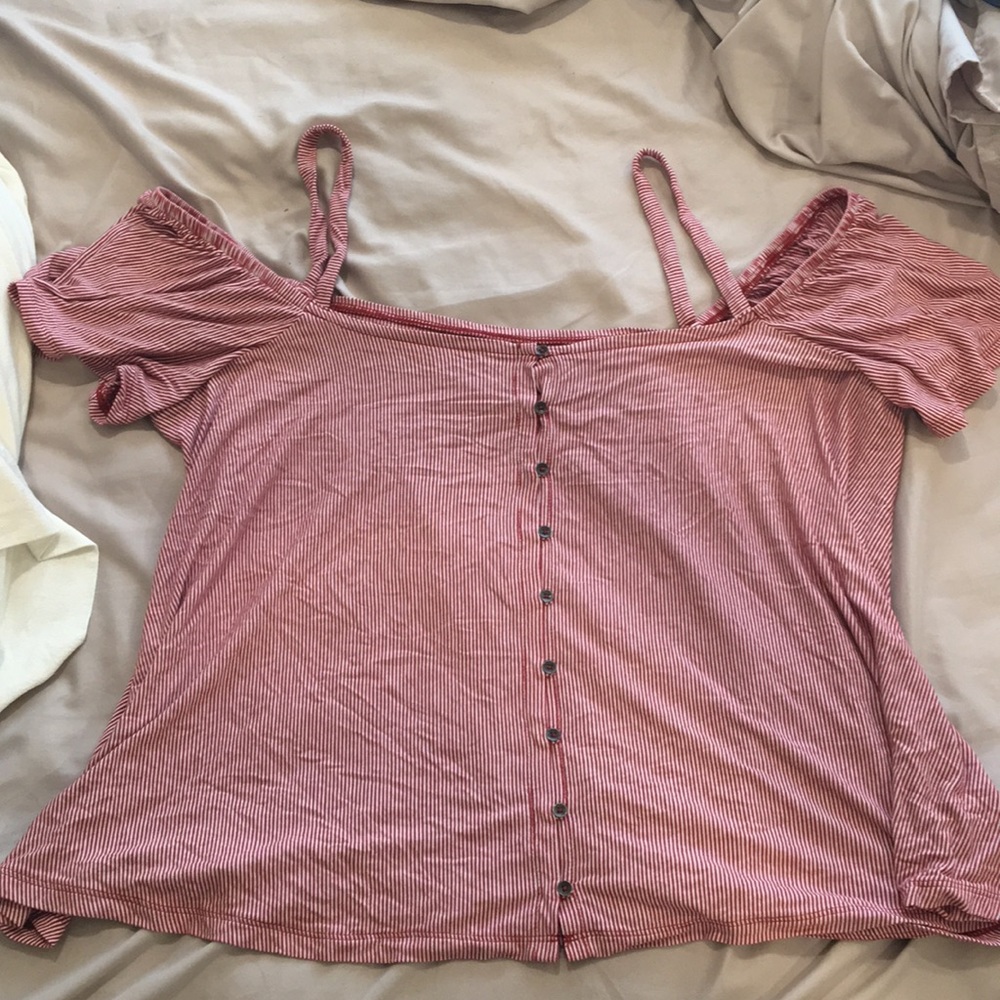 Cold Shoulder Striped Top